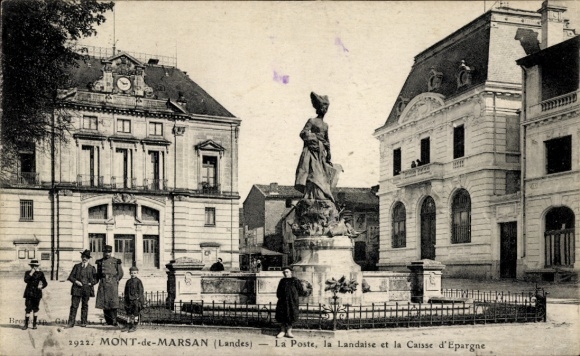 CPA Mont de Marsan Landes, La Poste, la Landaise and la Caisse d'Epargne