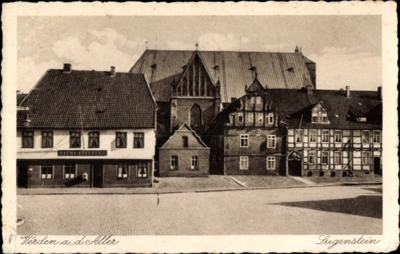 Postcard Verden an der Aller, Historical Buildings, Street View, German Architecture