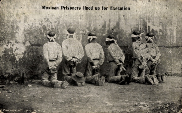 Photo Postcard Mexican Prisoners lined up for Execution