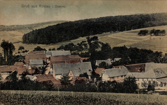 Postcard Rodau Groß Bieberau in the Odenwald, general view