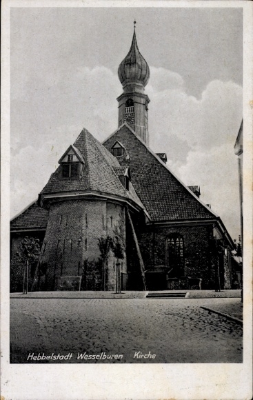 Ansichtkaart Hebbelstadt Wesselburen in Dithmarschen, kerk