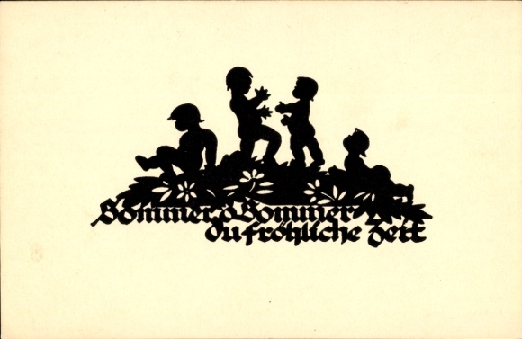 Paper cut Postcard Schwindt, AM, summer, summer, you happy time, children
