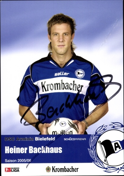 Autograph card footballer Heiner Backhaus, DSC Arminia Bielefeld, autograph