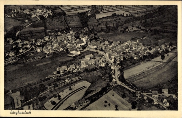 Postcard Burghaslach in Middle Franconia, aerial photograph