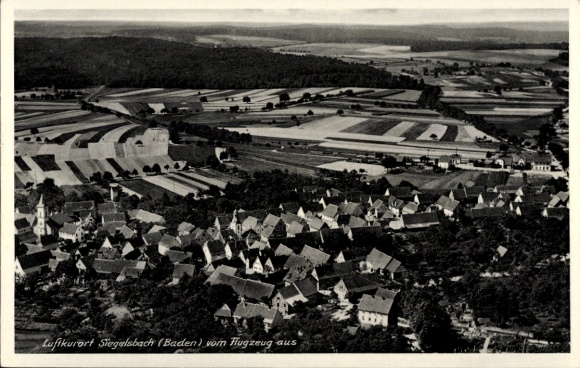 Postcard Siegelsbach in Baden, aerial photograph