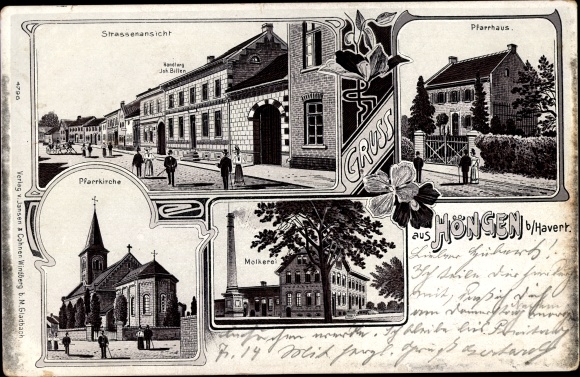 Litho Höngen Hoengen Alsdorf Nordrhein Westfalen, Pfarrhaus, Pfarrkirche, Molkerei, Handlung Billen