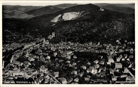 Postcard Weinheim an der Bergstraße Baden, aerial photograph