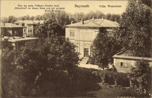 Ak Bayreuth in Opper-Franken, Villa Wahnfried, tekst van Richard Wagner,