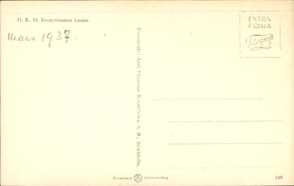 Postcard Crown Princess Louise of Sweden, portrait