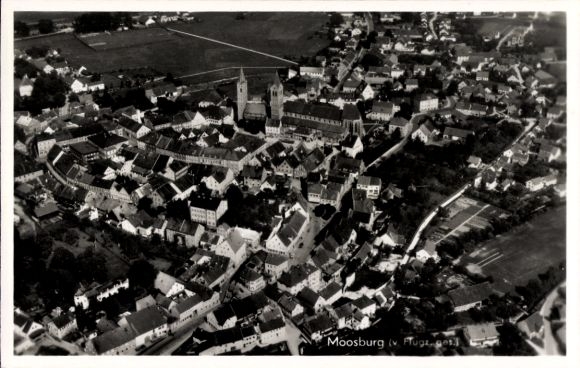 Postcard Moosburg an der Isar, aerial photograph