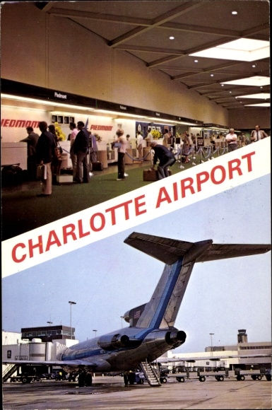 Ak Charlotte North Carolina VS, internationale luchthaven Charlotte Douglas