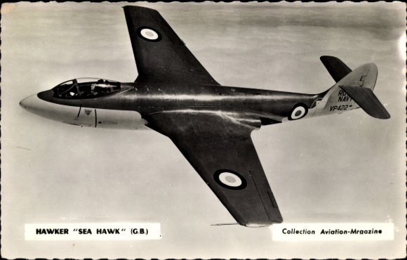 Postcard Hawker Sea Hawk, fighter aircraft