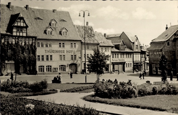 Ak Bad Frankenhausen am Kyffhäuser Thüringen, Anger, Thüringer Hof, Fachwerkhaus