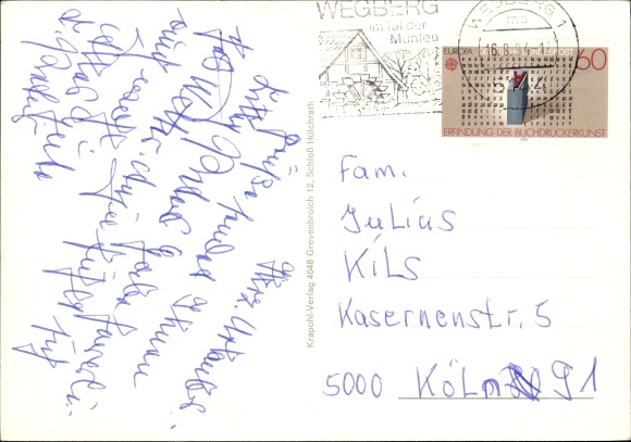 Postcard Wegberg district of Heinsberg, castle, town hall, ecf. church