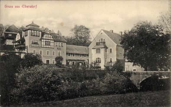 Postcard Elbersdorf Porschendorf Dürröhrsdorf Dittersbach Saxony, Restaurant Elbersdorfer Mühle