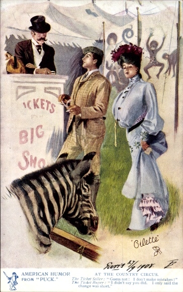 Artist Postcard American Humor by Puck, in the Country Circus