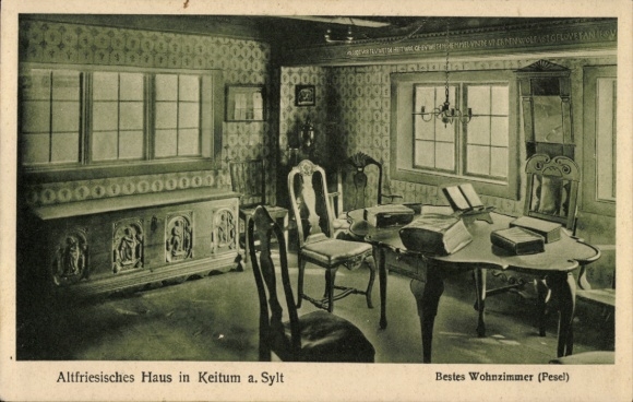 Ak Keitum op Sylt, Oud-Fries Huis, interieur, woonkamer