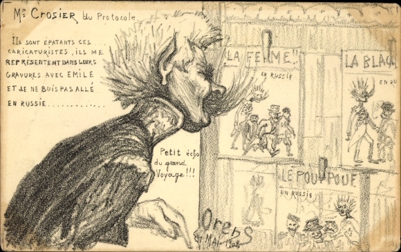 Artists Postcard Orens, M. Crosier, posters, Dreyfus Affair, caricature