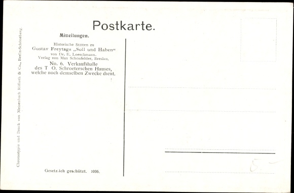 Artist PC Loeschmann, E., Wrocław Breslau Silesia, Schroeter's house, debit and credit