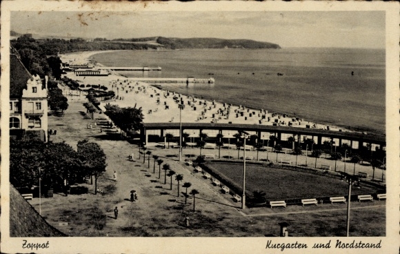 Postcard Sopot Gdańsk Sopot Gdansk, spa garden with north beach
