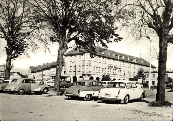Postcard Prenzlau, Hotel Uckermark, Cars