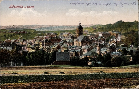 Postcard Lößnitz Lößnitz in the Ore Mountains, general view