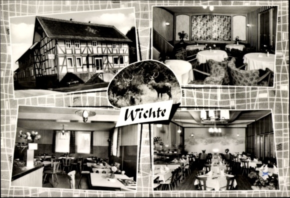 Postcard Wichte Morschen in Hesse, with guesthouse, guest room, dining room, Wichte