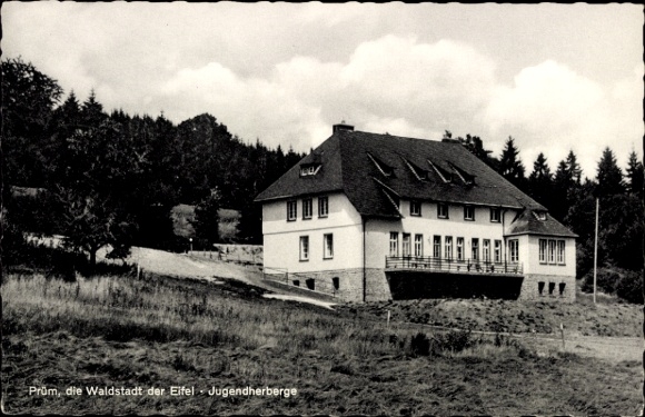Postcard Prüm in the Eifel, forest town of the Eifel, youth hostel, building
