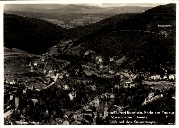 Postcard Eppstein im Taunus, aerial photograph, Kaisertempel