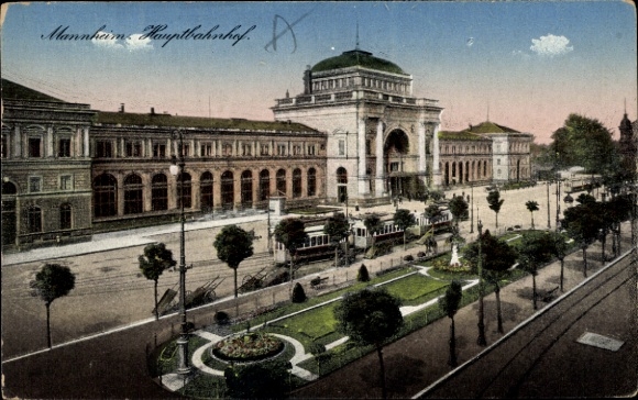 Ak Mannheim in Baden, Hauptbahnhof, Straßenseite