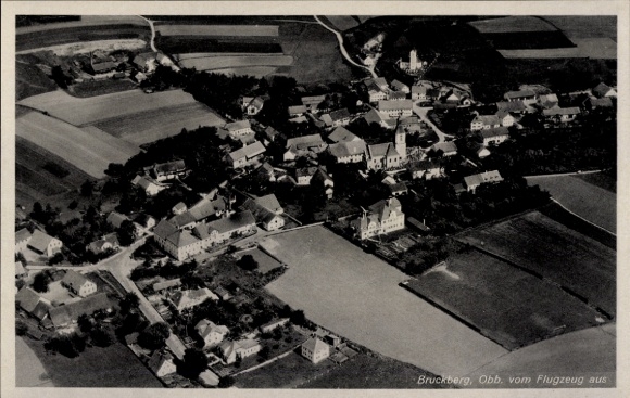Postcard Bruckberg in Lower Bavaria, aerial photograph