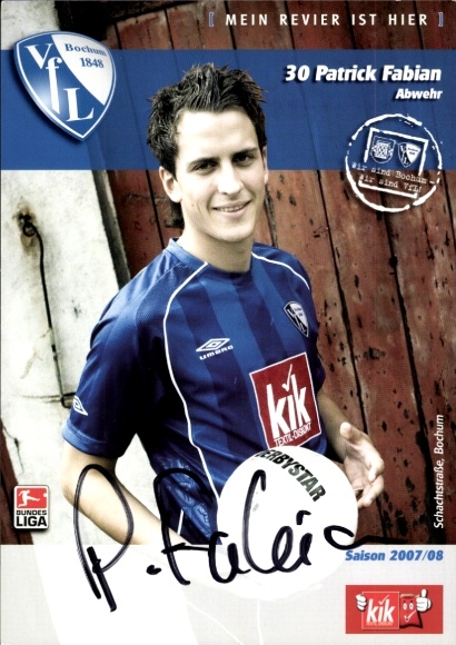 Autogrammkarte Fußballer Patrick Fabian, VfL Bochum, Autogramm