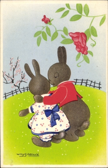 Artist PC Schermele, Willy, humanized pair of rabbits