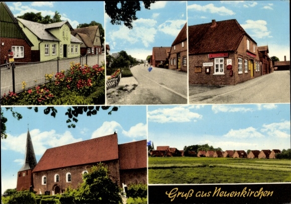 Ak Neuenkirchen in Dithmarschen, gedeeltelijk uitzicht, kerk