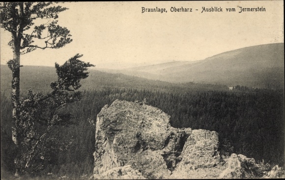 Postcard Braunlage in the Oberharz, view from the Jermerstein