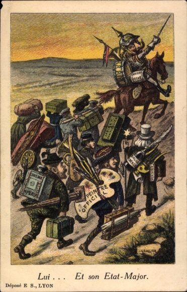 Artist Postcard caricature, Kaiser Wilhelm II.
