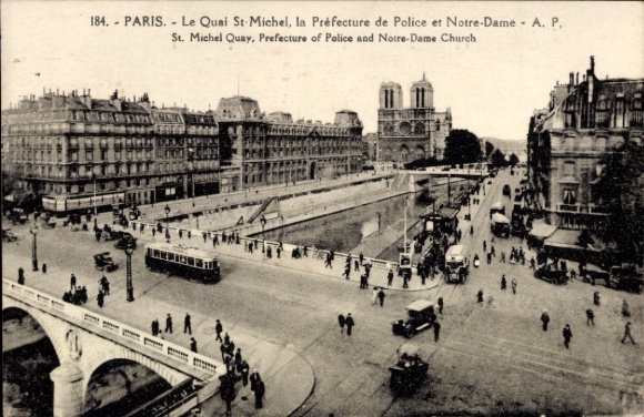 Ak Paris, Quai St-Michel, Präfektur der Polizei, Notre-Dame