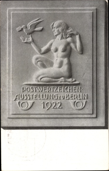 KP pocztowa Berlin, wystawa znaczków pocztowych 1922, plastik, cielisty, gołąb pocztowy