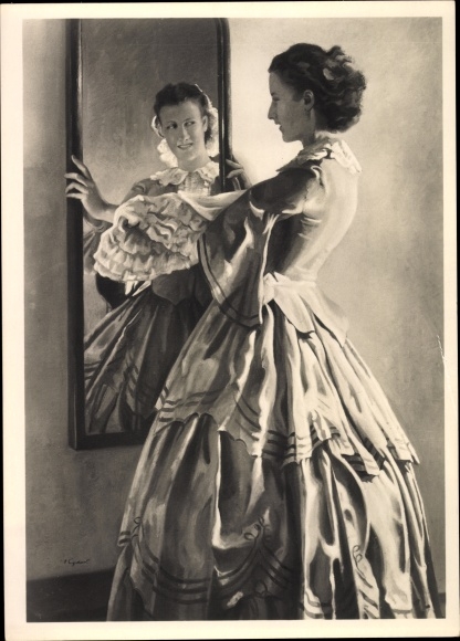 Artist PC Engelhard, July, in front of the mirror, HDK 443, lady in the dress