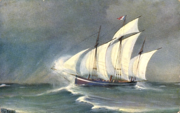 Artist Postcard Rave, Chr., Marine Gallery 286, French lugger, 1st half of the 19th century