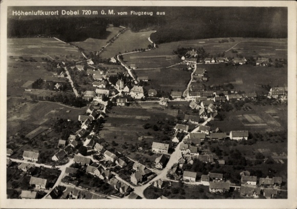 Postcard Dobel in the Black Forest, aerial photograph