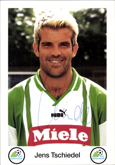 Autogrammkarte Fußballer Jens Tschiedel, FC Gütersloh, Autogramm