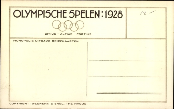 Postcard Amsterdam, Olympic Games 1928, football, Argentina