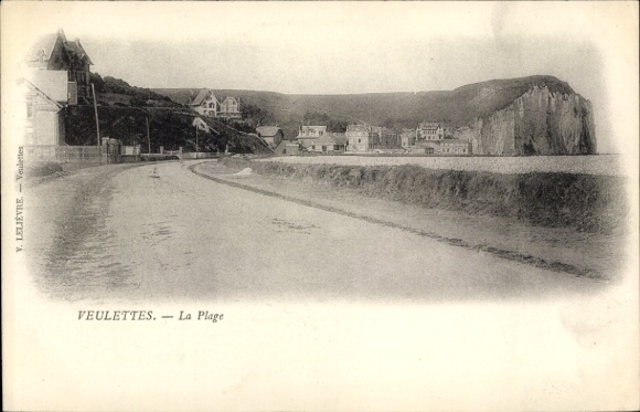 Postcard Veulettes Seine Maritime, beach, cliffs
