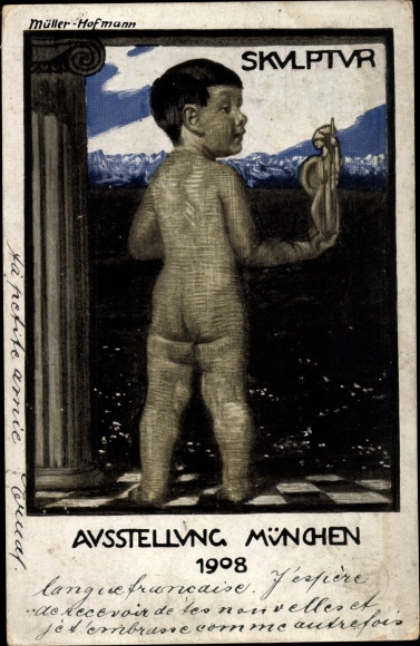 KP artysty Müller Hofmann, Monachium, wystawa 1908, rzeźba