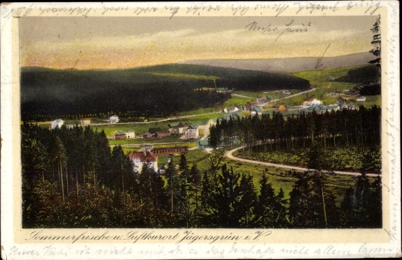 Postcard Jägersgrün Tannenbergsthal in Vogtland, general view