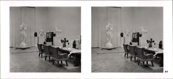 Stereo spatial image photo &quot;German sculpture of our time&quot;, no. 97 State Studio Baldham, composition room