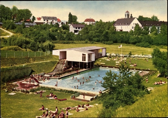 Ak Erbendorf in der Oberpfalz, Schwimmbad, Rutsche, Badegäste