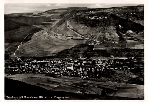 Postcard Deggingen in Württemberg, aerial photograph