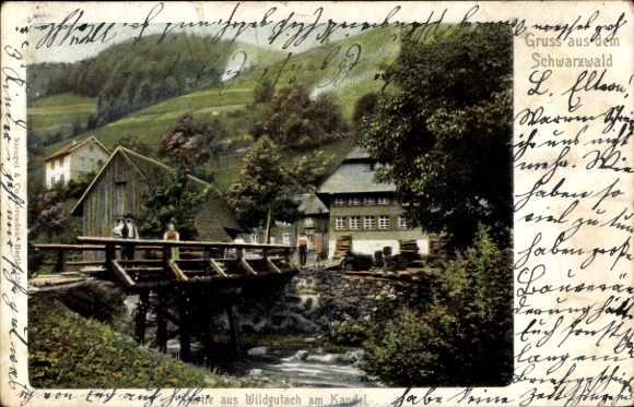 Postcard Wildgutach Simonswald in the Black Forest, partial view
